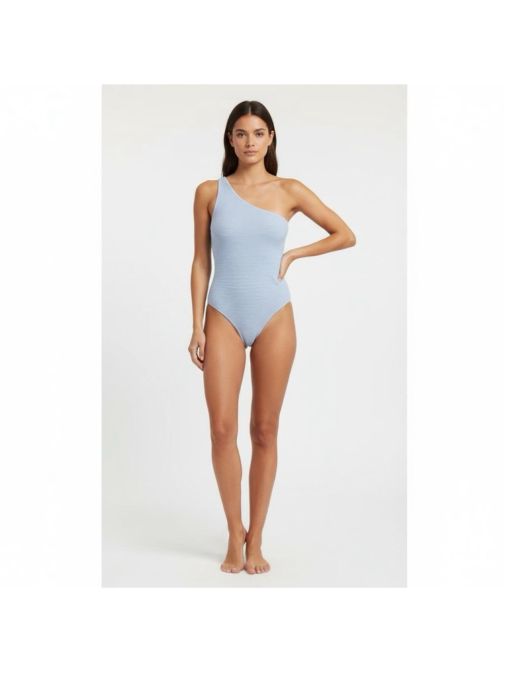 Abercrombie & Fitch blue ribbed thong bodysuit one shoulder size small